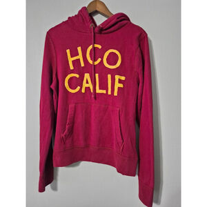Women's Hollister Maroon Red Yellow HCO CALIF Hoodie Sweatshirt Size L